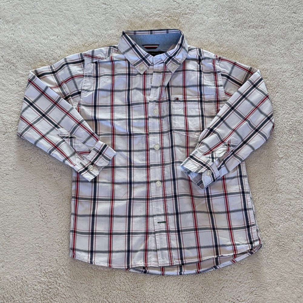 Tommy Hilfiger Kids Plaid Shirt - White, Blue, Red